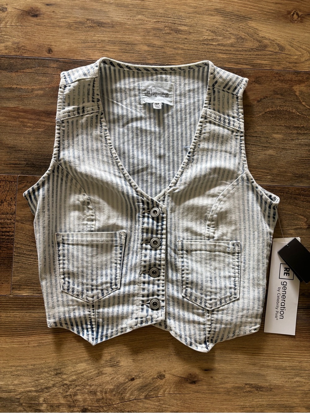 Celebrity Pink Blue & White Striped Cotton Vest